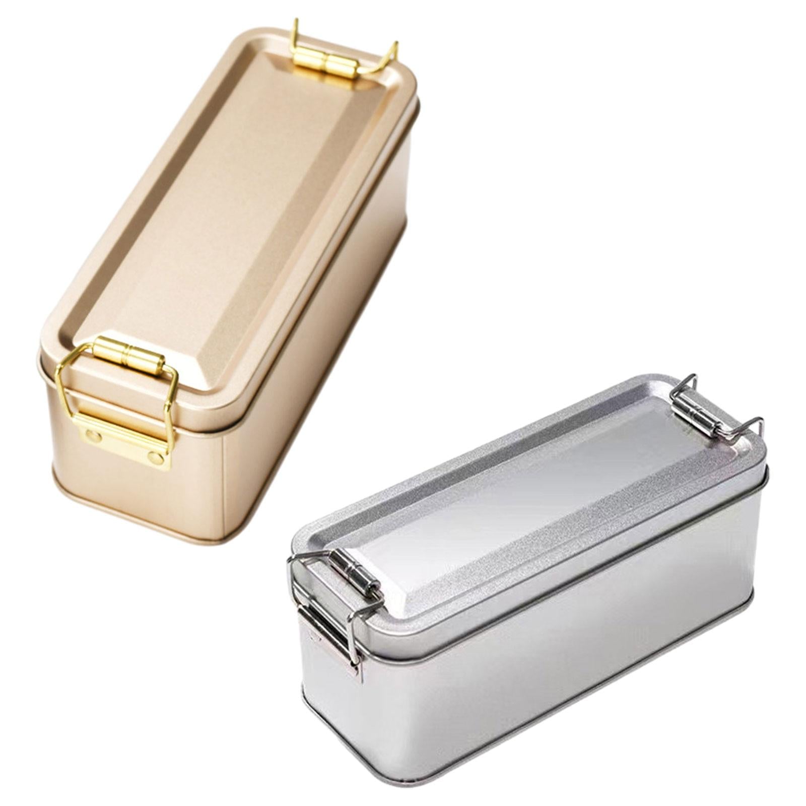 3xMetal Tin Box with Lid Pineapple Cake Packaging Storage Container Cookie Tin Silver