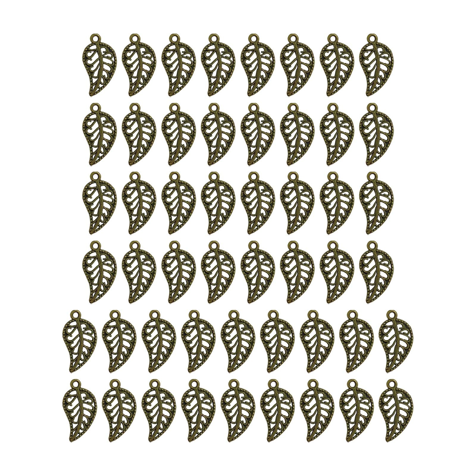 3x50 Pieces Retro Leaf Charms Pendents for DIY Crafts Graduation Gift Necklace Bronze Color