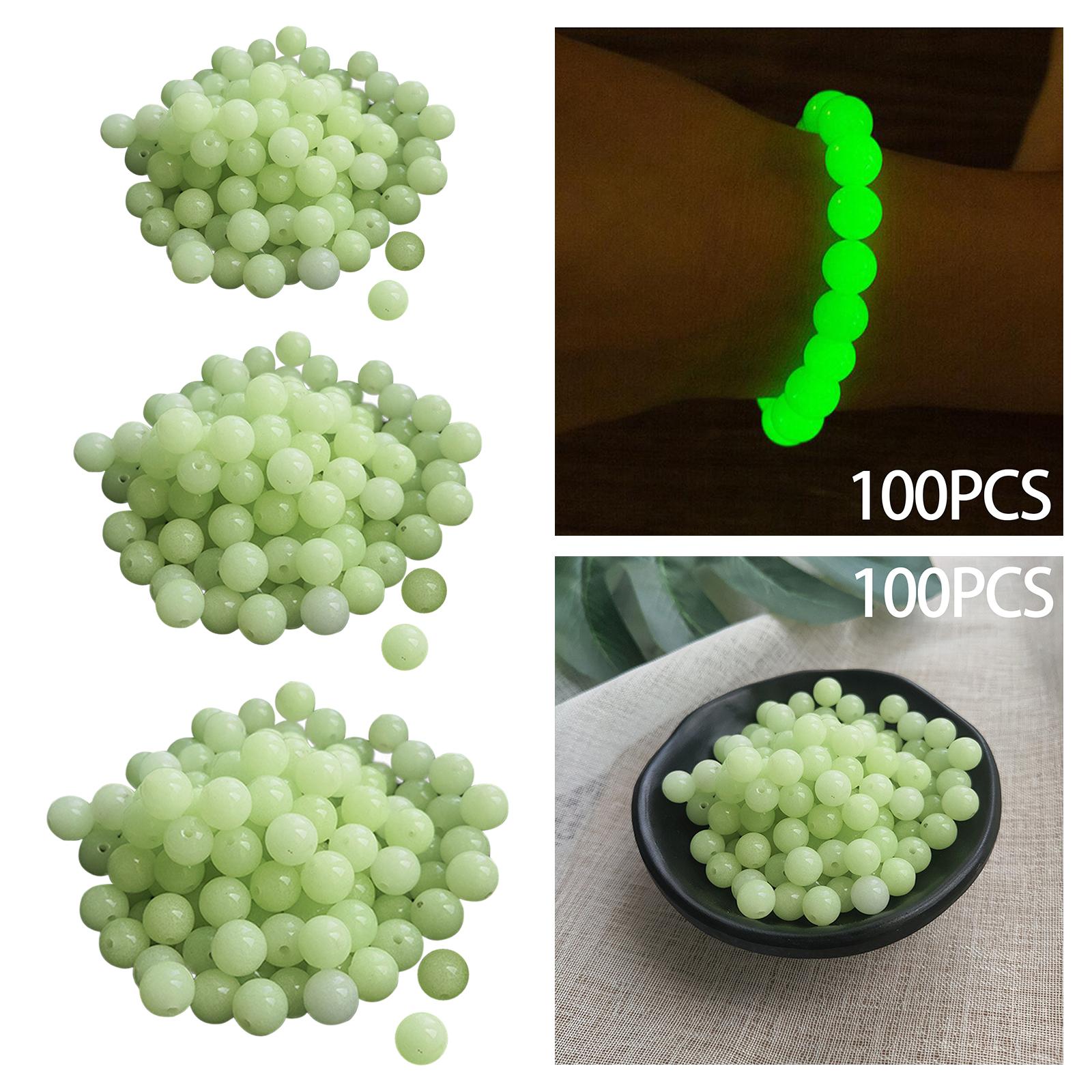 2x100 Pieces Acrylic Luminous Beads Round for Bracelet Jewelry Making Keychain 4mm