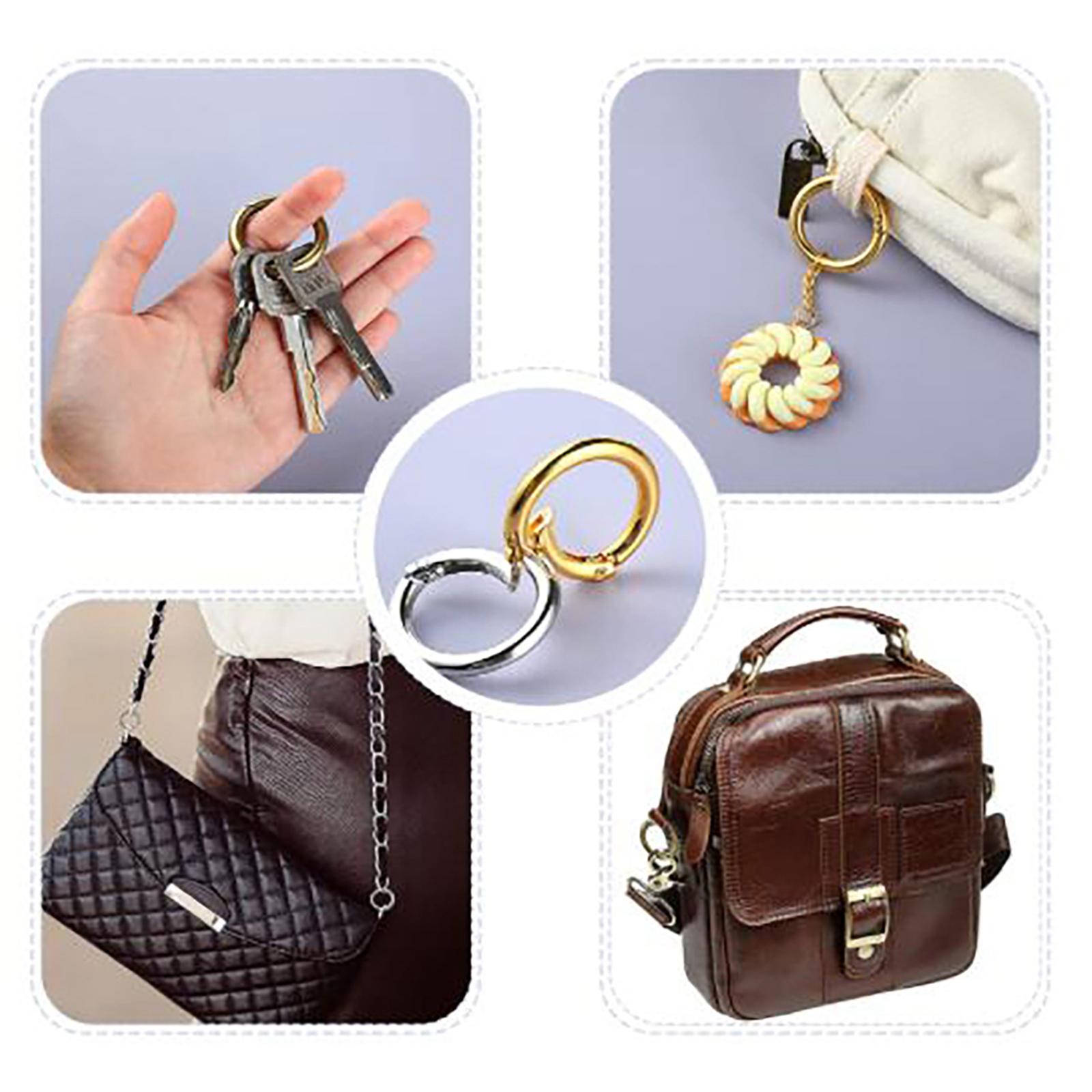 3x6pcs Spring Gate O Rings 32mm for Keychains Handbag Strap Craft Black