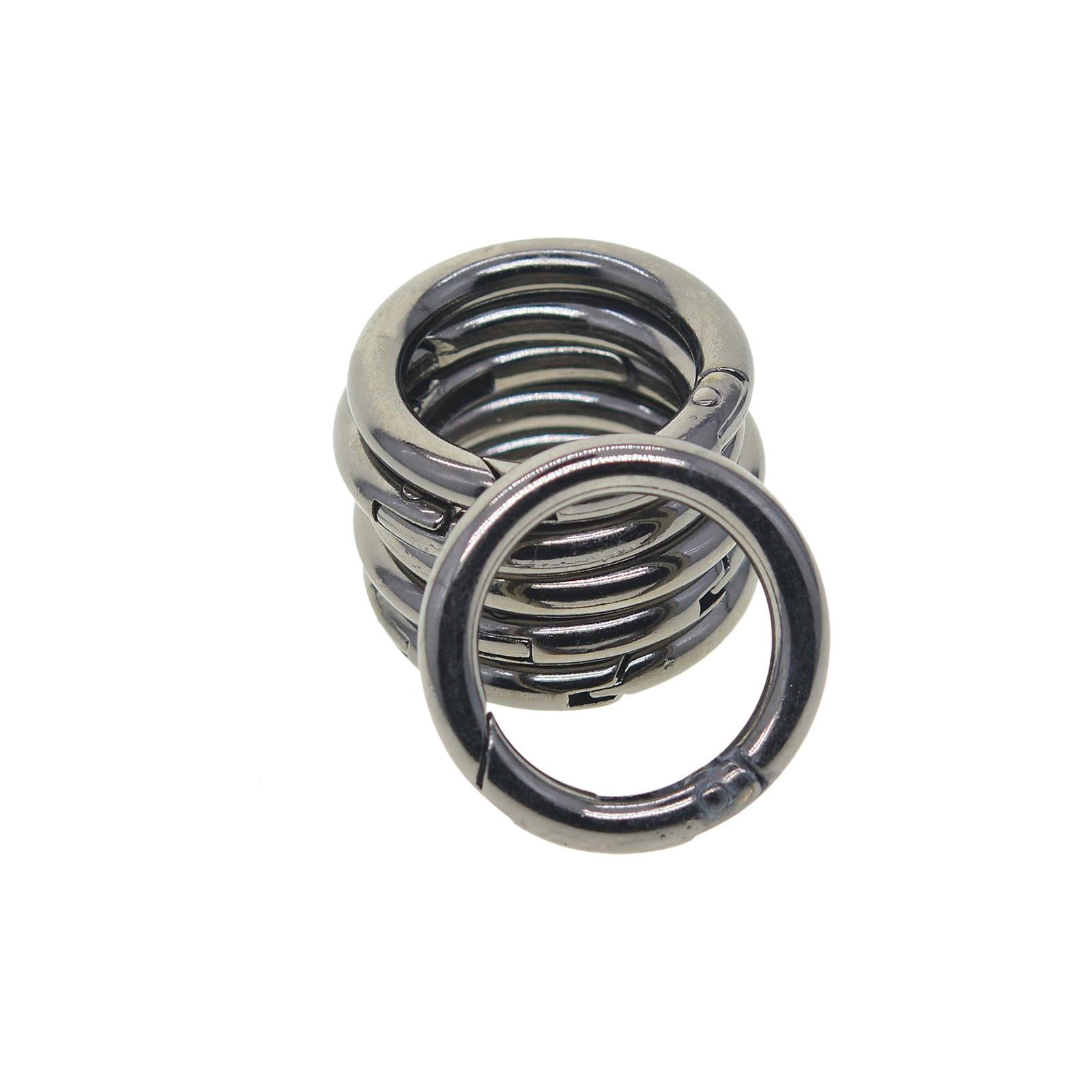 3x6pcs Spring Gate O Rings 32mm for Keychains Handbag Strap Craft Black