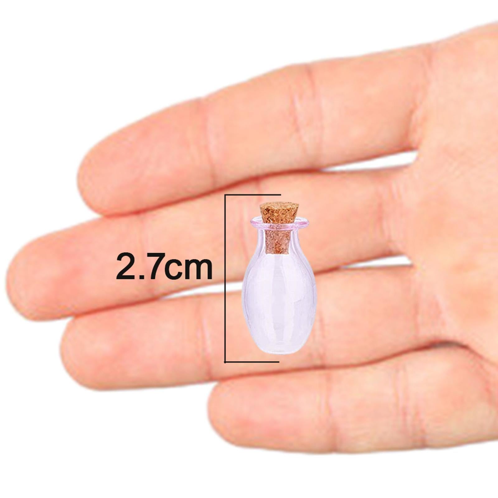 5xSmall Glass Bottles with Cork Stoppers Clear Wishing Bottle Jars Pink