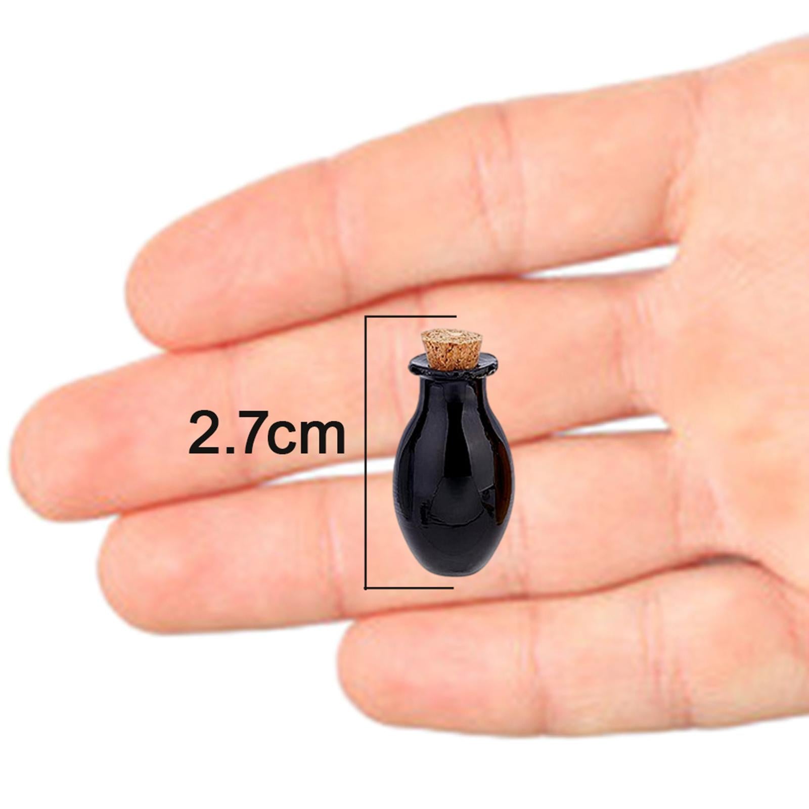 5xSmall Glass Bottles with Cork Stoppers Clear Wishing Bottle Jars Black