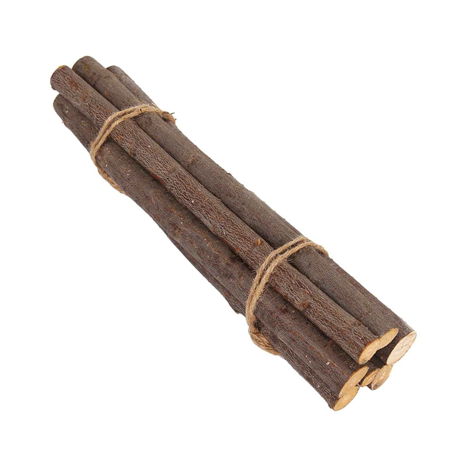 Wood Log Sticks Small Wood Sticks for Vase Filler Woodworking Embellishments 7PCS 40cm Dark Brown Thick
