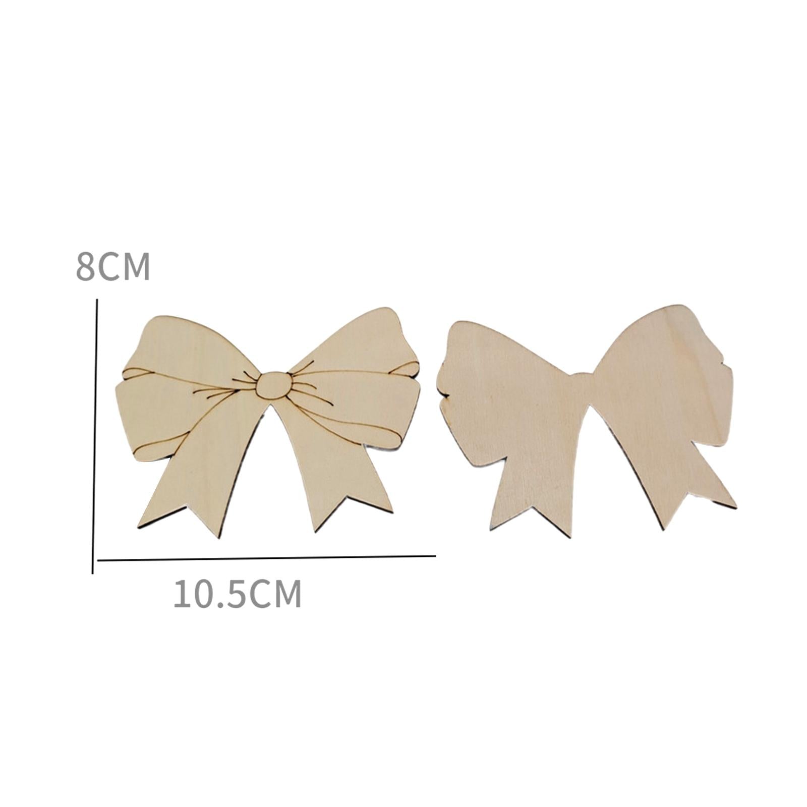 4x10Pcs Unfinished Blank Wood Cutouts Slices Decoration Bow Shaped Wood Pieces