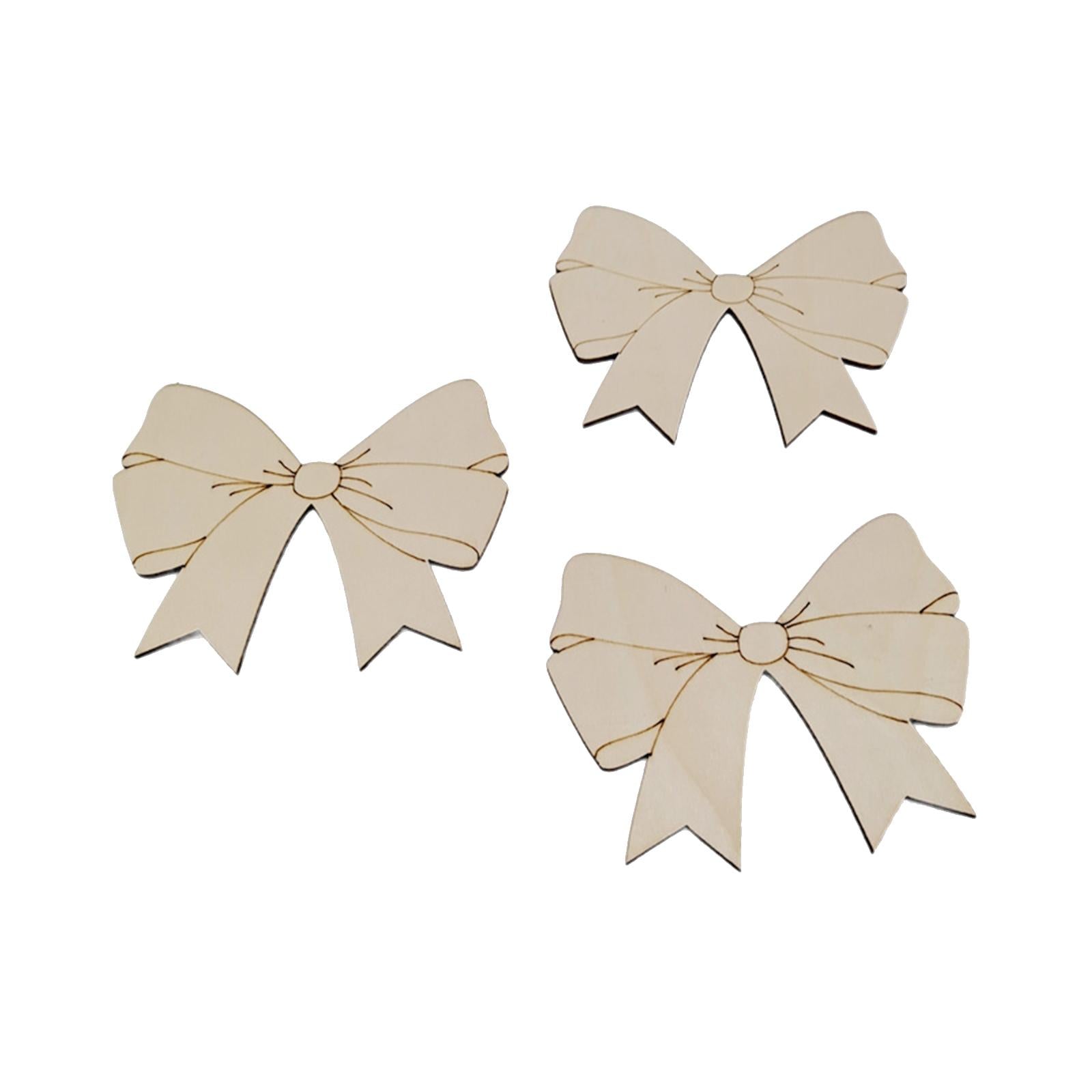 2x10Pcs Unfinished Blank Wood Cutouts Slices Decoration Bow Shaped Wood Pieces