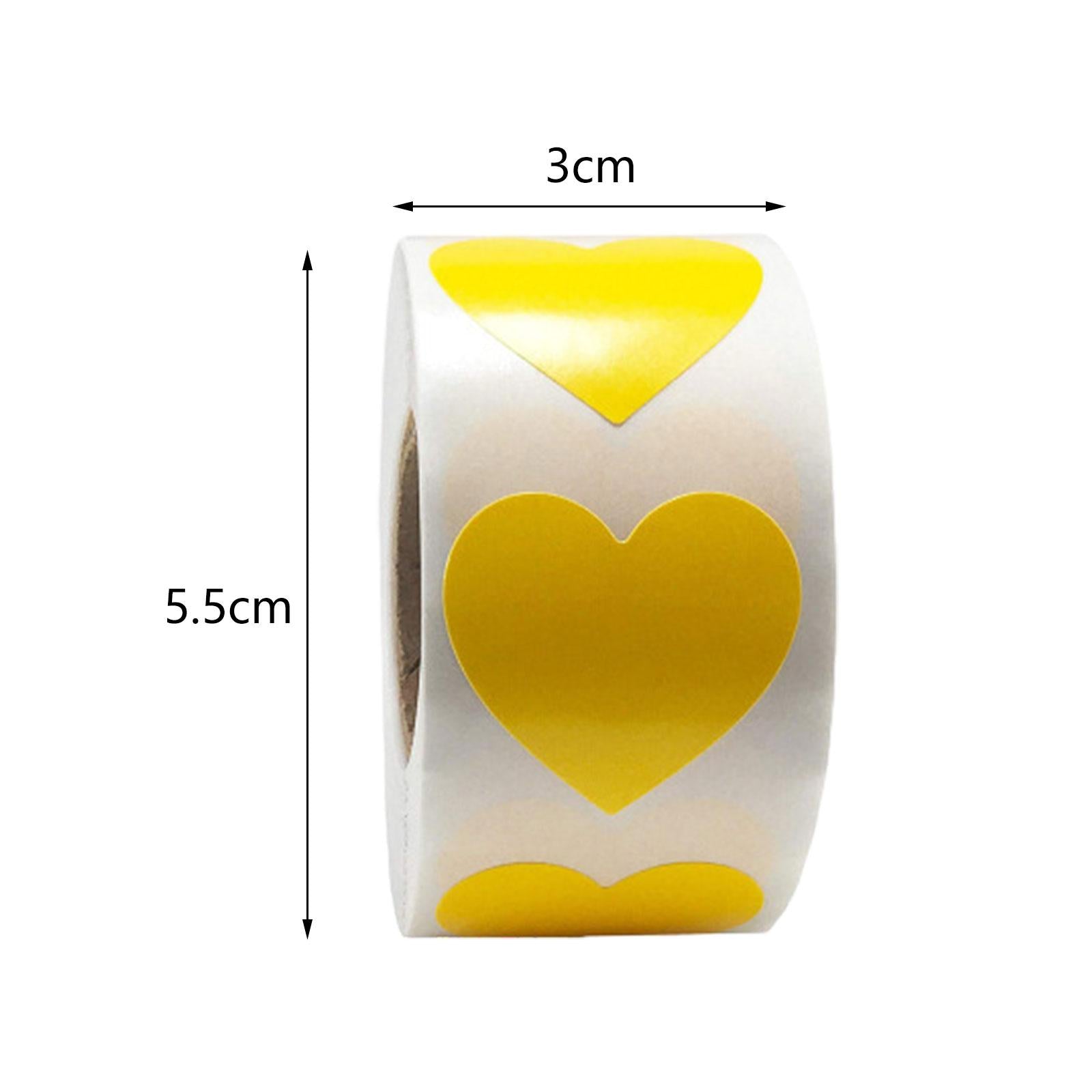 4xHeart Stickers 500Pcs Valentines Day Decoration for Birthdays Party Holidays Yellow