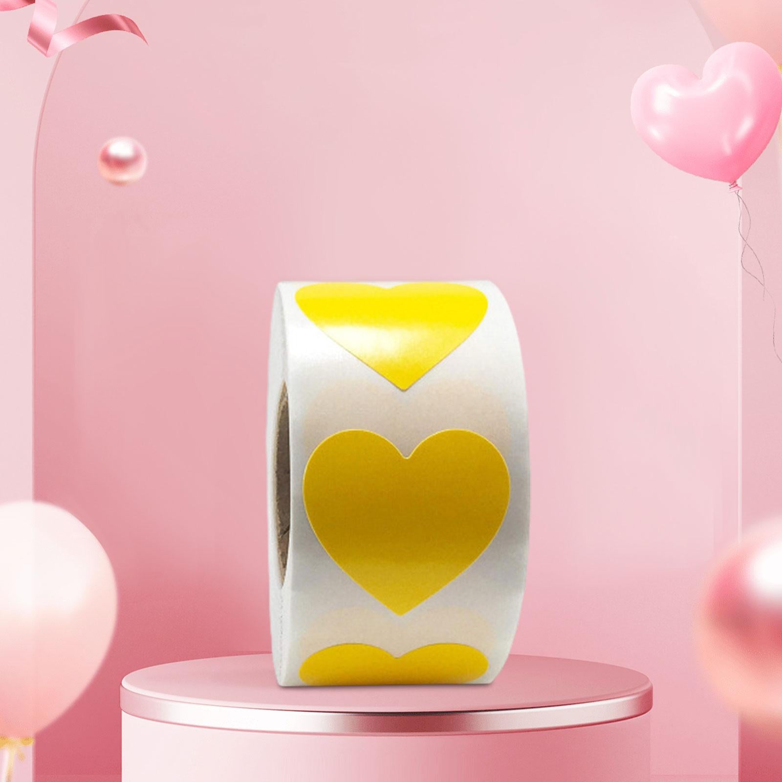 2xHeart Stickers 500Pcs Valentines Day Decoration for Birthdays Party Holidays Yellow