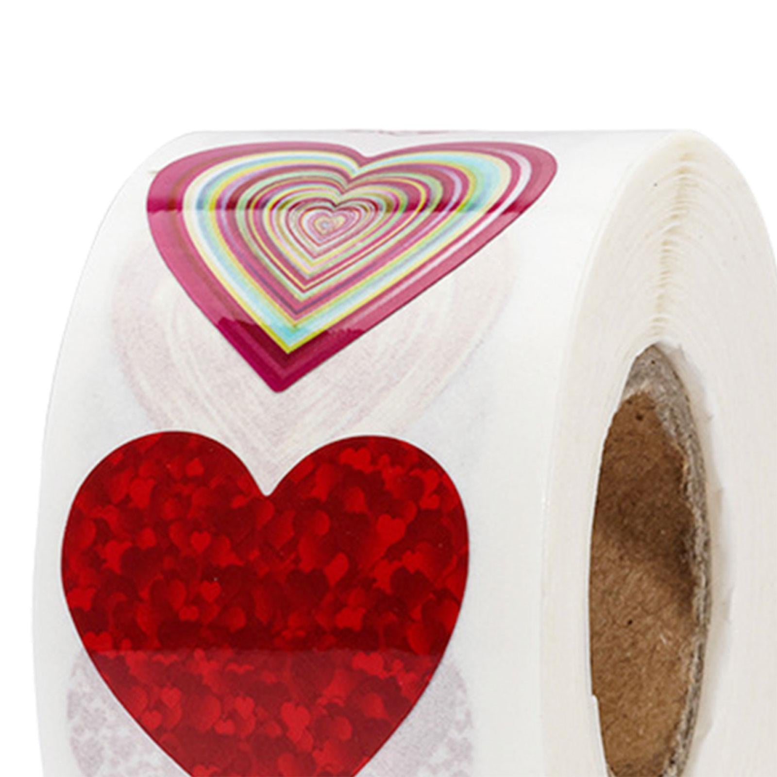2xValentine Stickers Roll Home 500x Heart Stickers Valentine's Day Decorations Waterproof