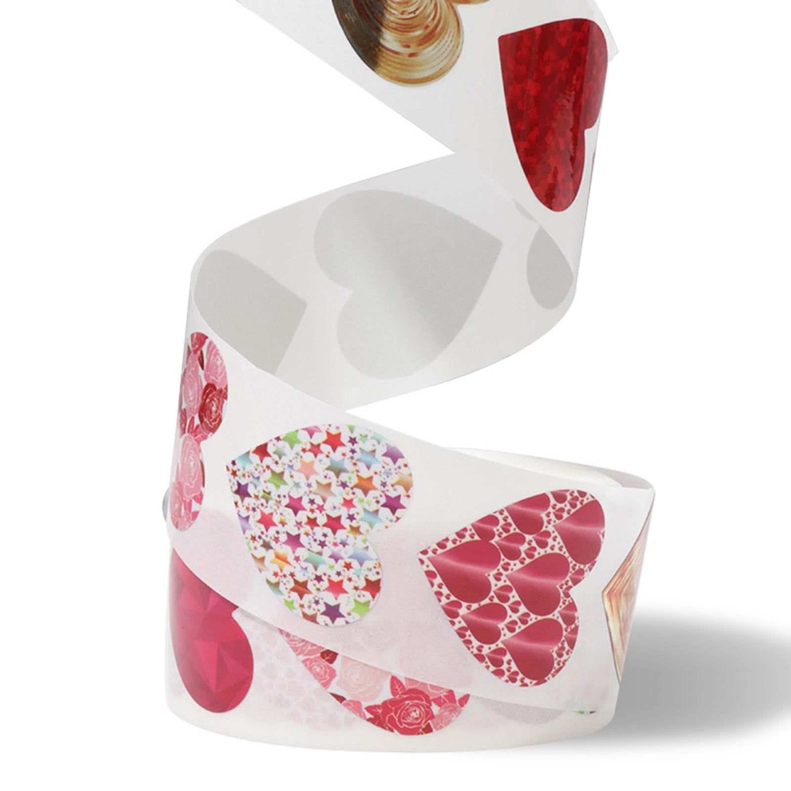 2xValentine Stickers Roll Home 500x Heart Stickers Valentine's Day Decorations Waterproof