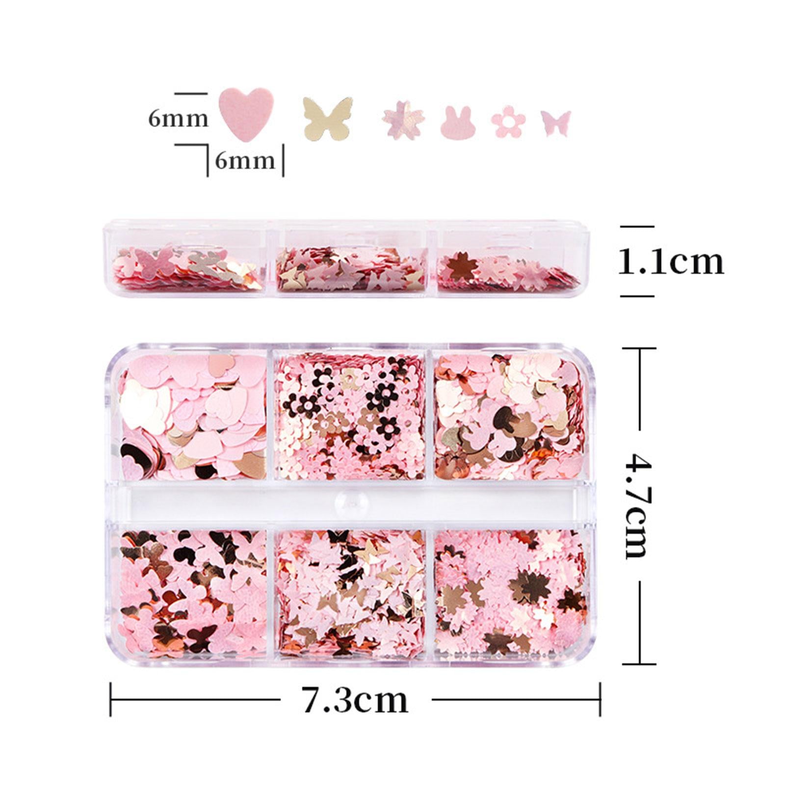 3xHeart Glitter Nail Art Sequins Nail Arts Tips for Cosplay Craftwork Festival Style A