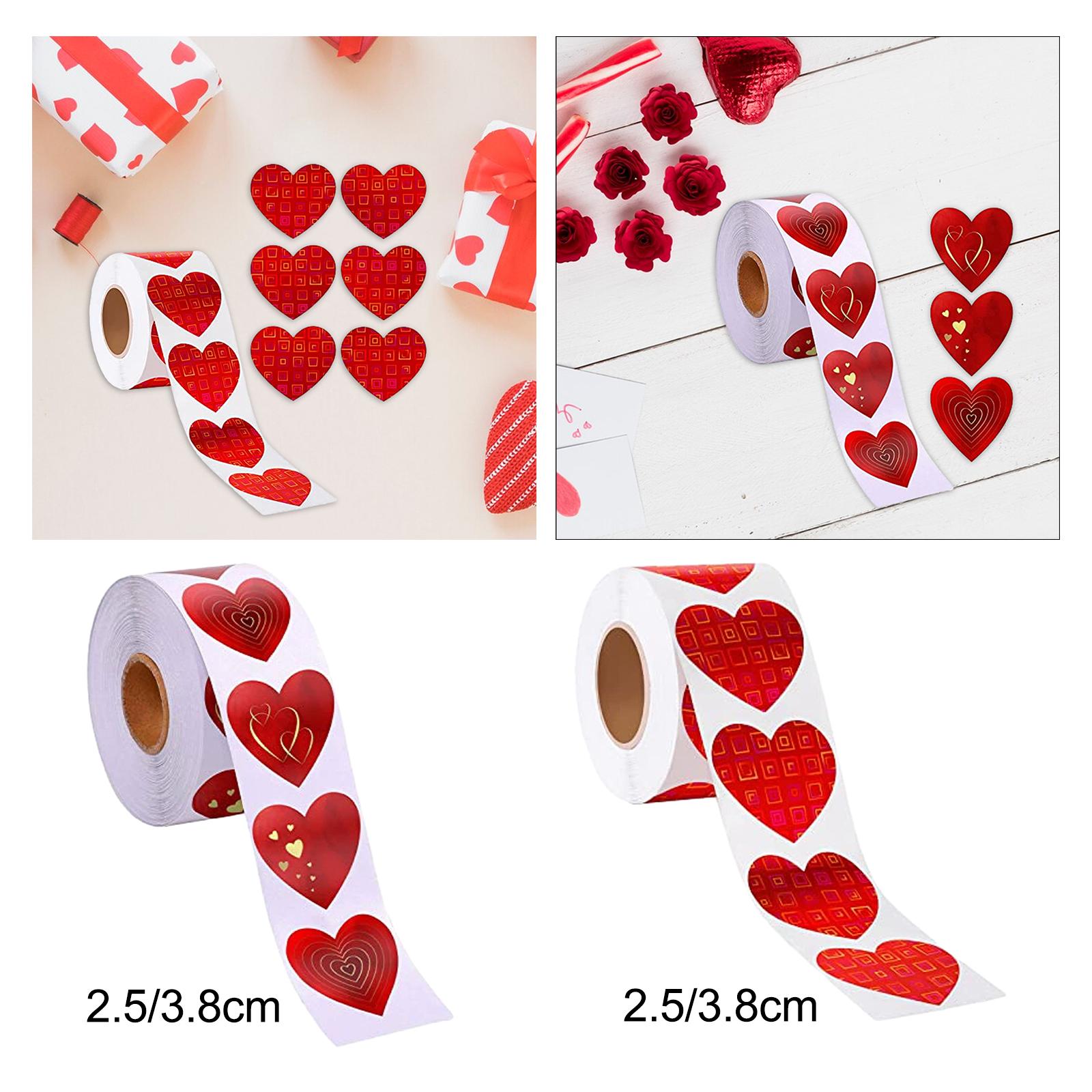 3xValentine's Day Stickers Decals Seal Labels for Gift Box Sales Bags Gift Bag Heart Print 2.5cm