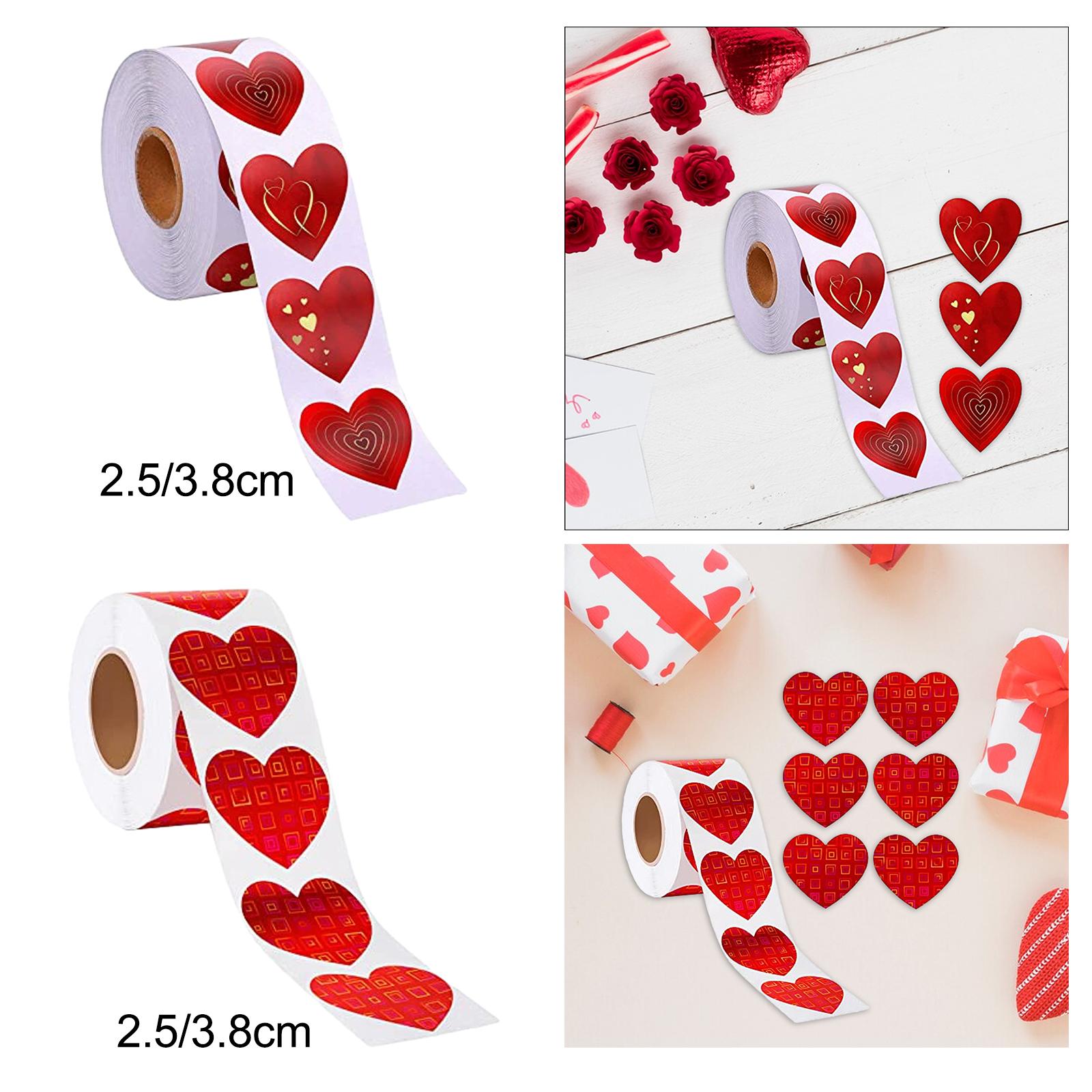 4xValentine's Day Stickers Decals Seal Labels for Gift Box Sales Bags Gift Bag Heart Print 2.5cm