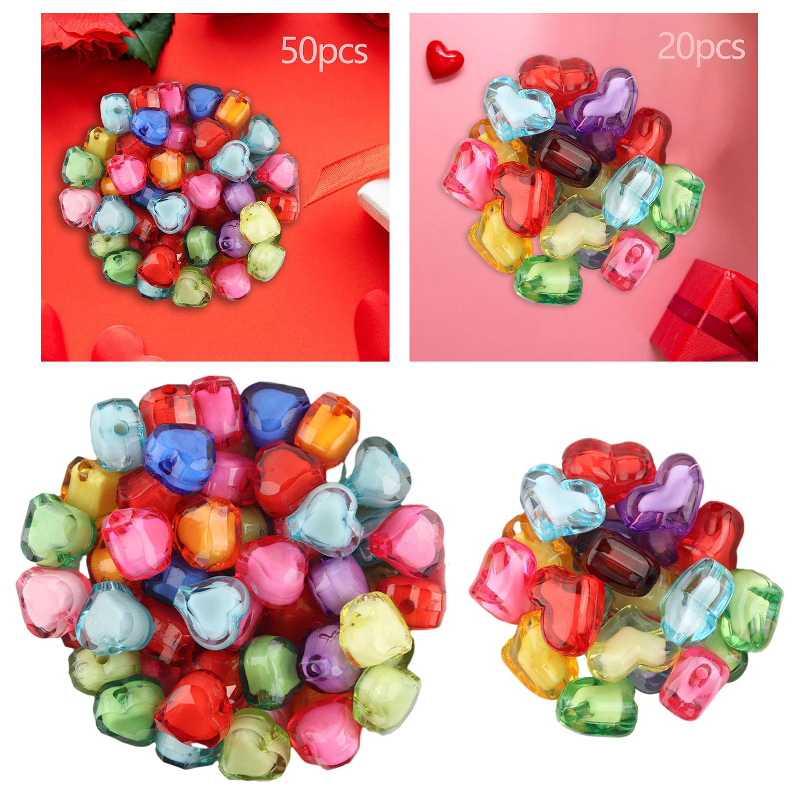 4xAcrylic Heart Beads Heart Shaped Beads for Beading Key Chains Jewelry Making Small 50pcs