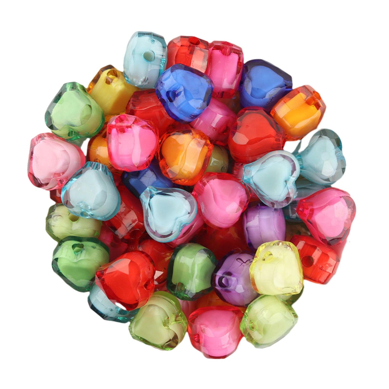 4xAcrylic Heart Beads Heart Shaped Beads for Beading Key Chains Jewelry Making Small 50pcs