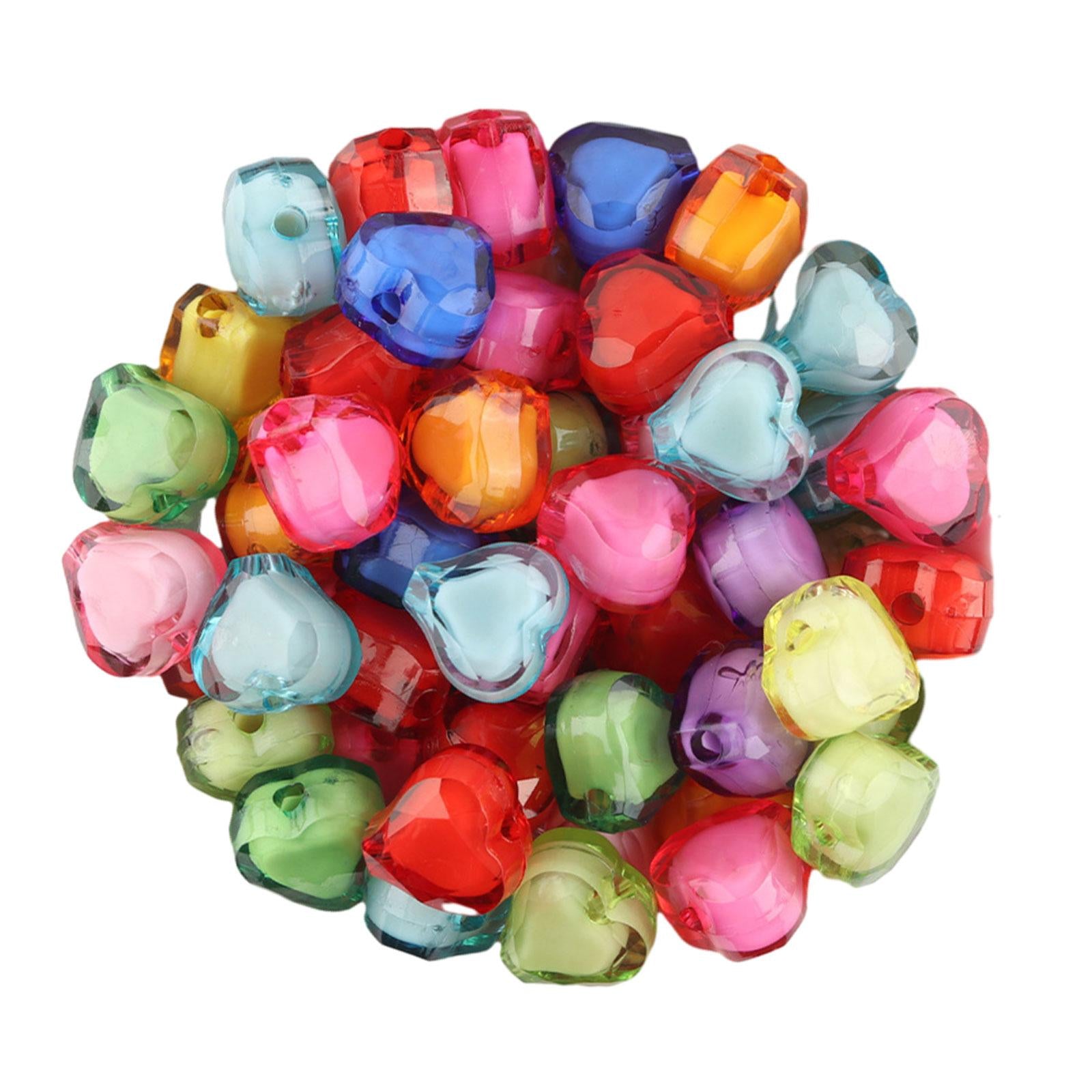 4xAcrylic Heart Beads Heart Shaped Beads for Beading Key Chains Jewelry Making Small 50pcs