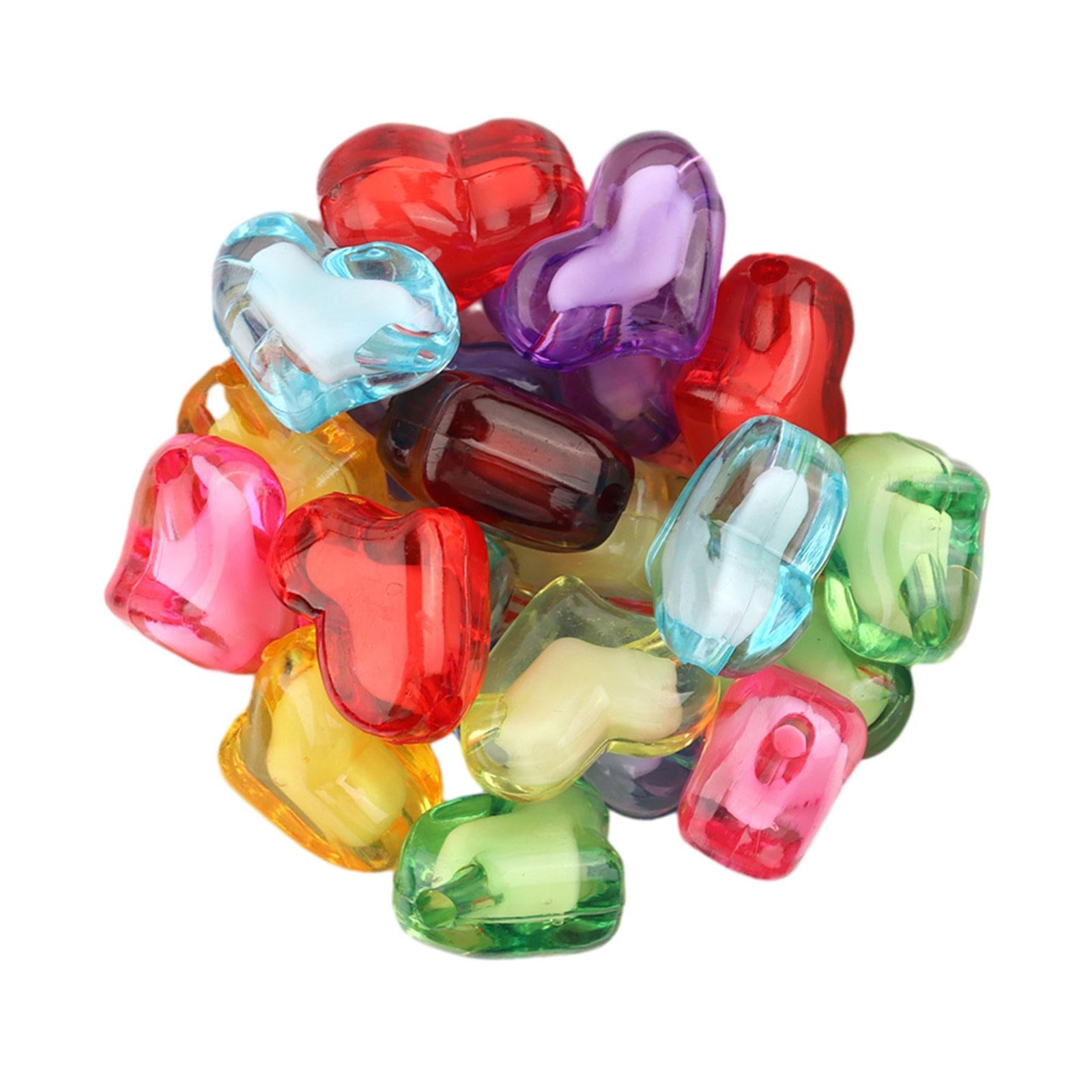 3xAcrylic Heart Beads Heart Shaped Beads for Beading Key Chains Jewelry Making Large 20pcs