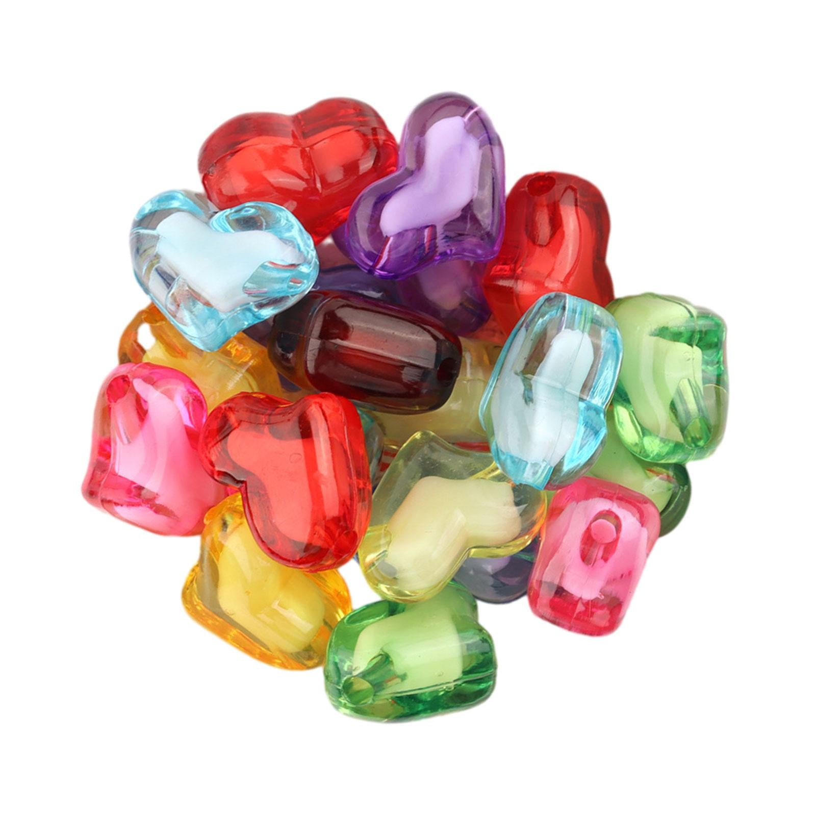 2xAcrylic Heart Beads Heart Shaped Beads for Beading Key Chains Jewelry Making Large 20pcs
