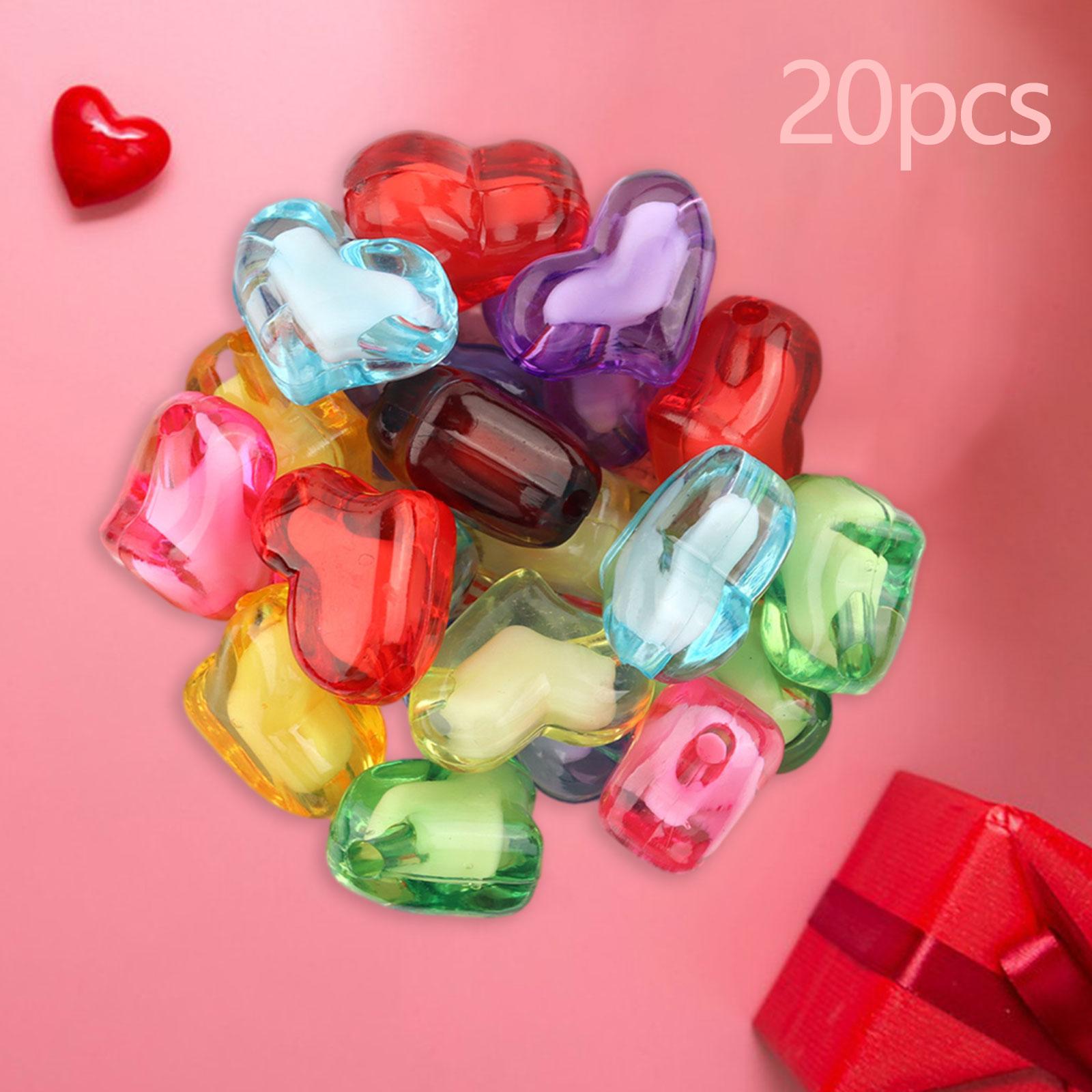 4xAcrylic Heart Beads Heart Shaped Beads for Beading Key Chains Jewelry Making Large 20pcs