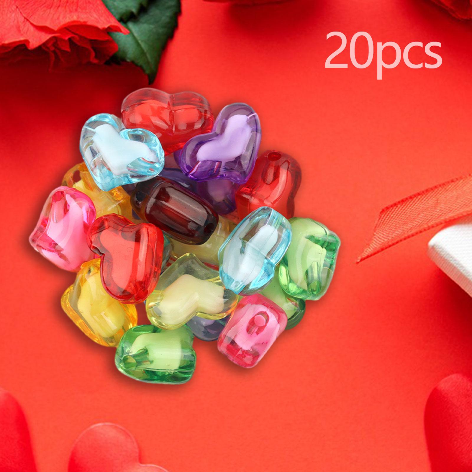 3xAcrylic Heart Beads Heart Shaped Beads for Beading Key Chains Jewelry Making Large 20pcs