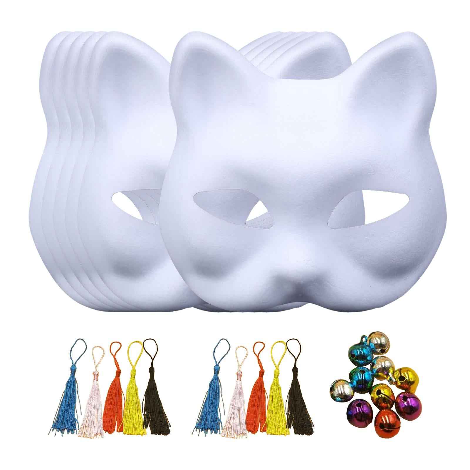 5x White Paper Mask Kids Craft Fox Mask for Carnival Party Fancy Dress Party