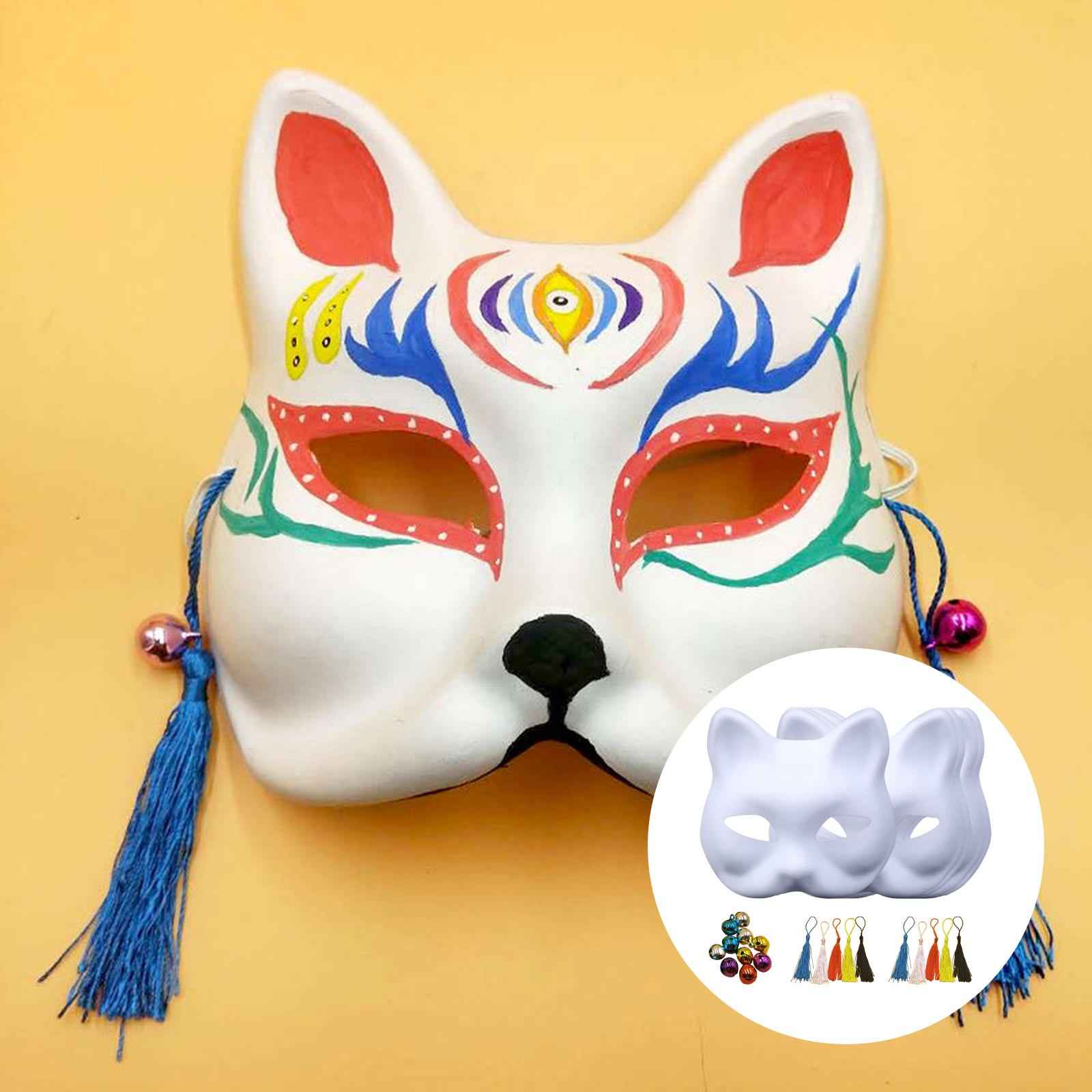 5x White Paper Mask Kids Craft Fox Mask for Carnival Party Fancy Dress Party