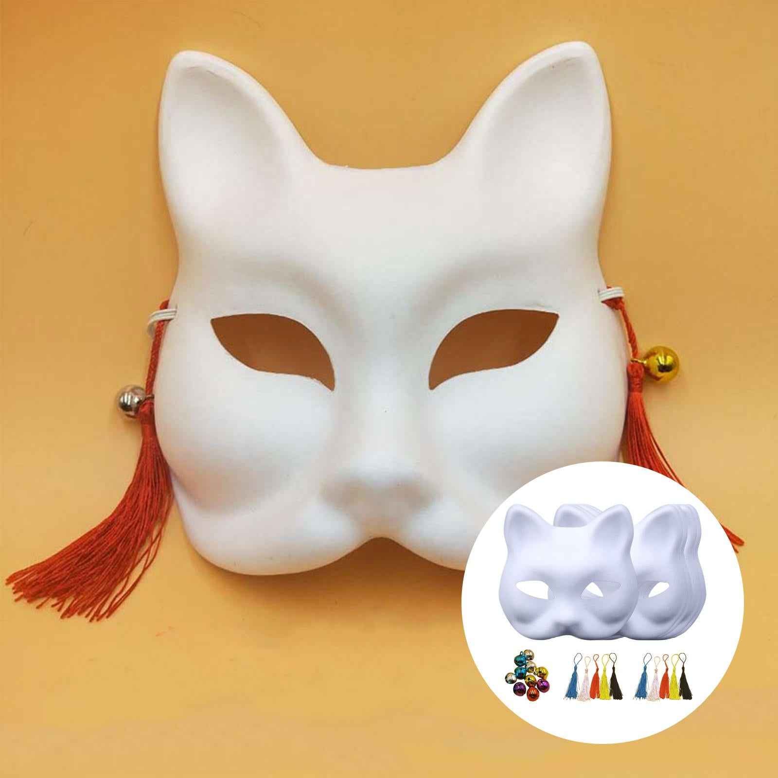 5x White Paper Mask Kids Craft Fox Mask for Carnival Party Fancy Dress Party