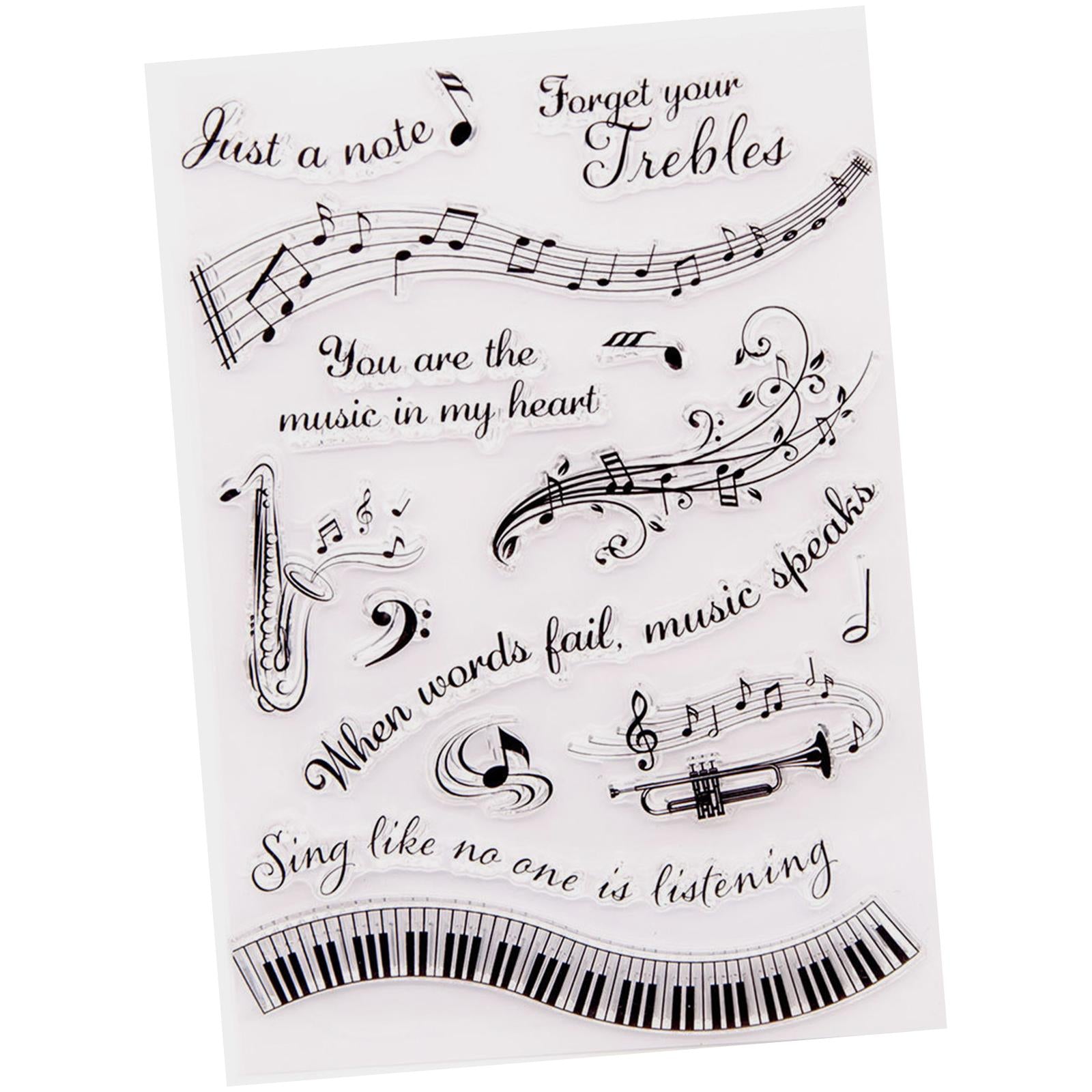 3xMusic Theme Letters Stamps Durable Clear Stamps for Album Party Cards Making