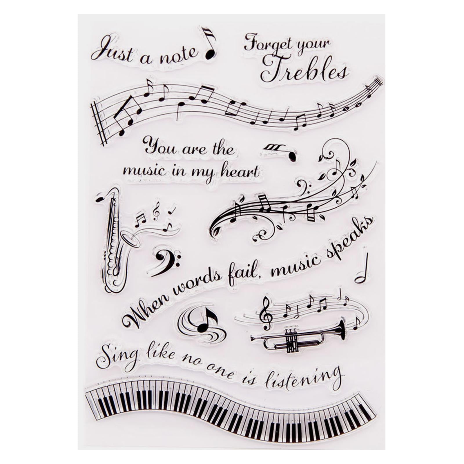 3xMusic Theme Letters Stamps Durable Clear Stamps for Album Party Cards Making
