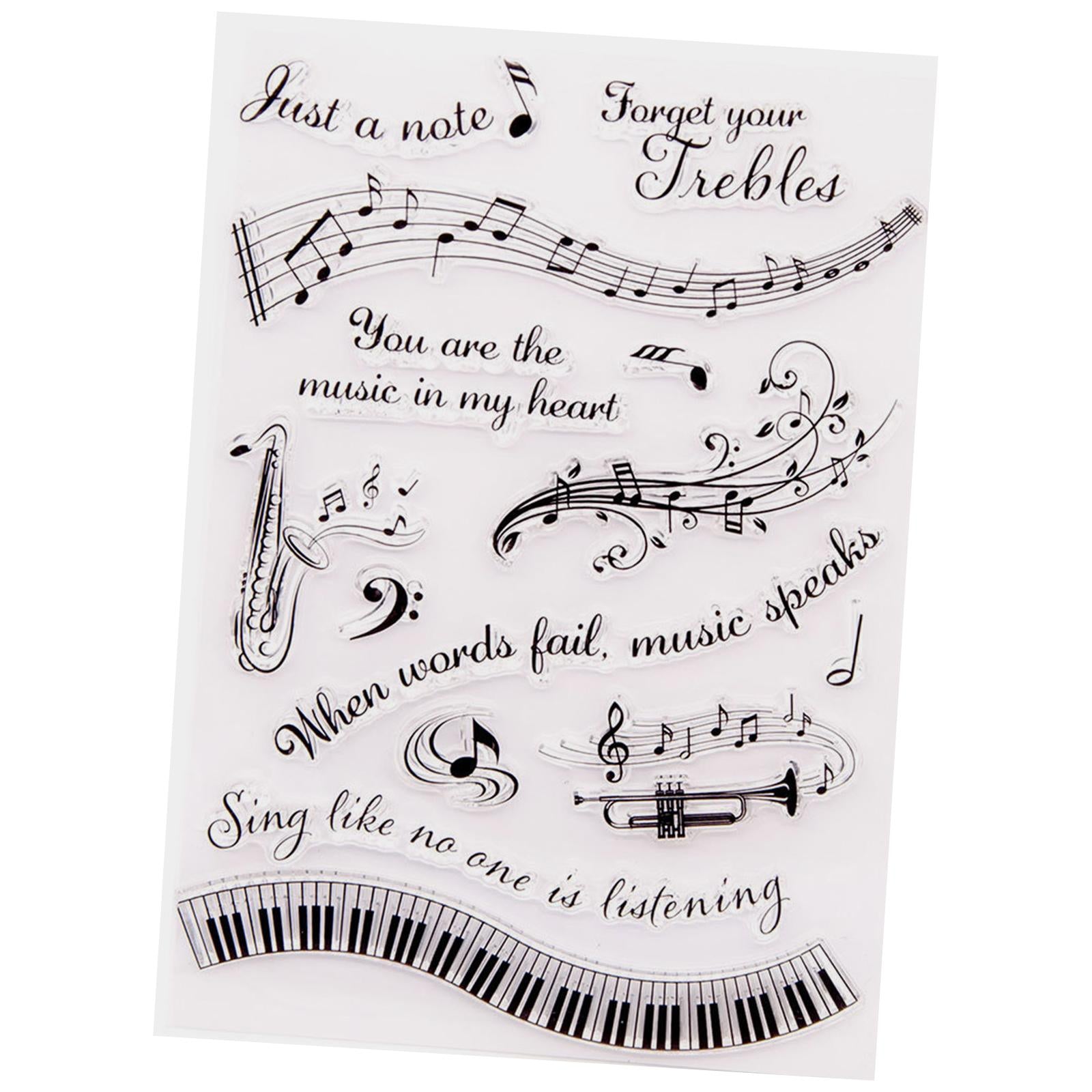 3xMusic Theme Letters Stamps Durable Clear Stamps for Album Party Cards Making