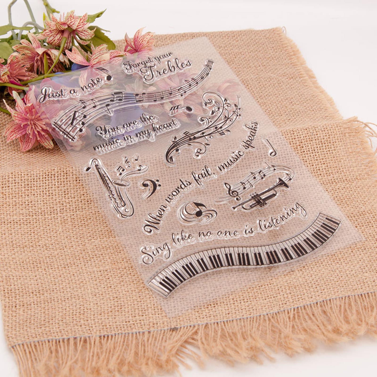 3xMusic Theme Letters Stamps Durable Clear Stamps for Album Party Cards Making