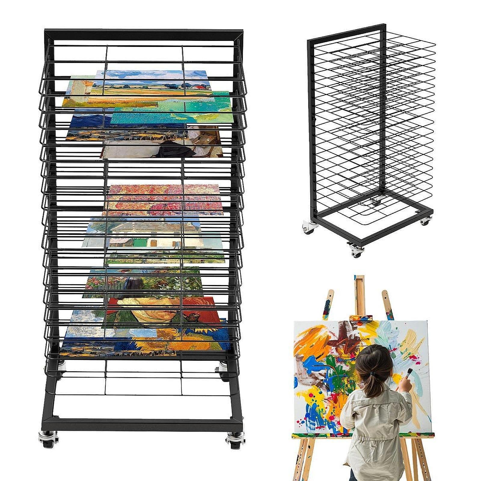Art Drying Rack Iron Fashion Stable Art Storage for Artist Drawings Sketches