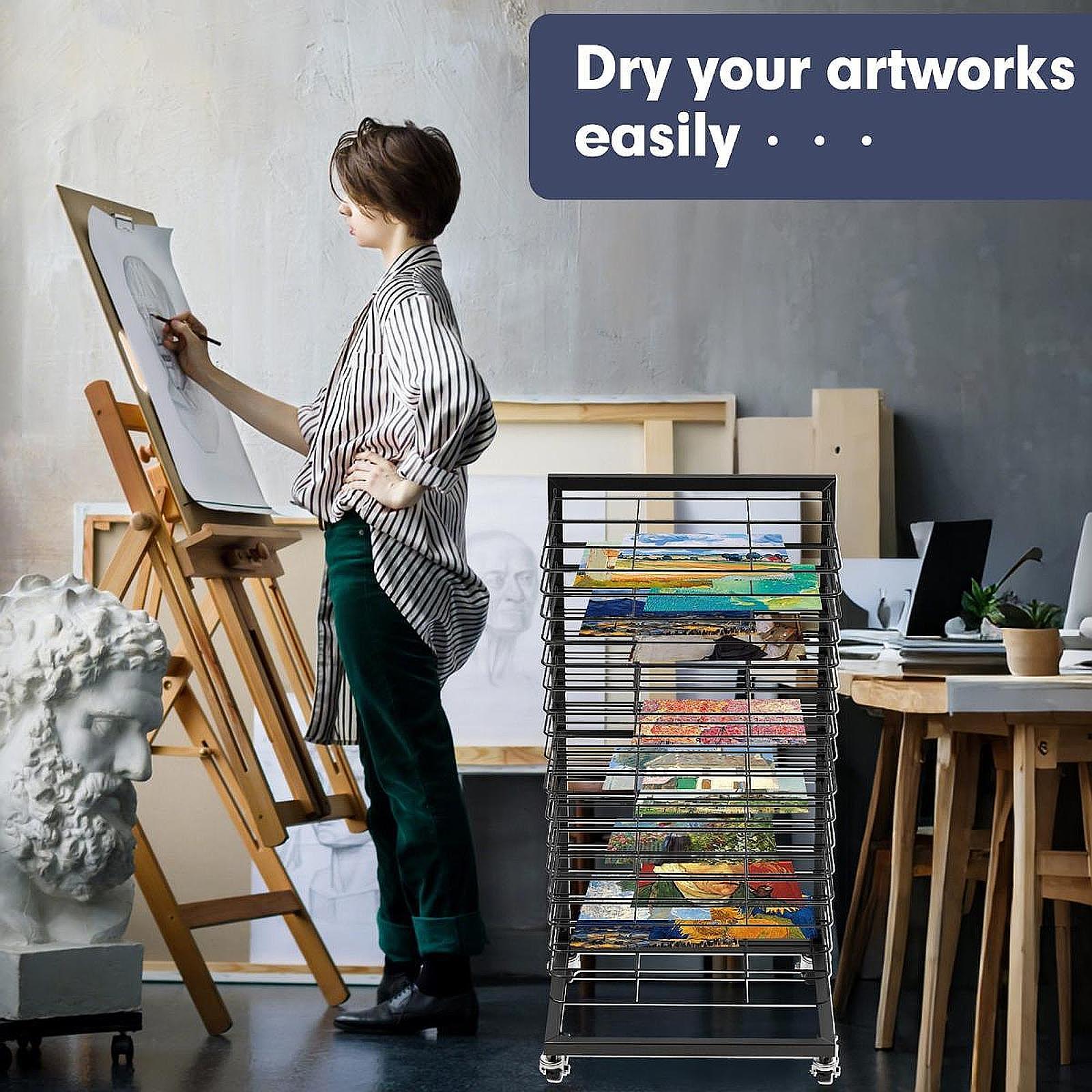 Art Drying Rack Iron Fashion Stable Art Storage for Artist Drawings Sketches
