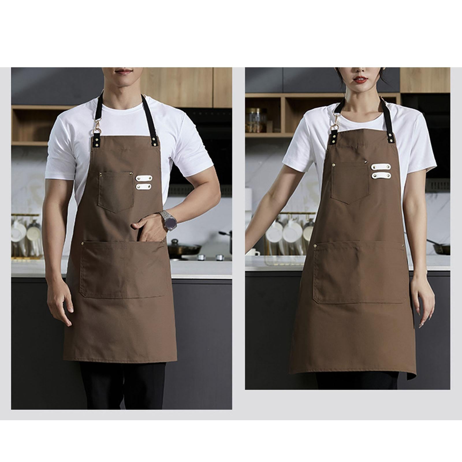 Chef Bib Apron Multipurpose Painting Artist Apron for Garden Commercial Shop Brown