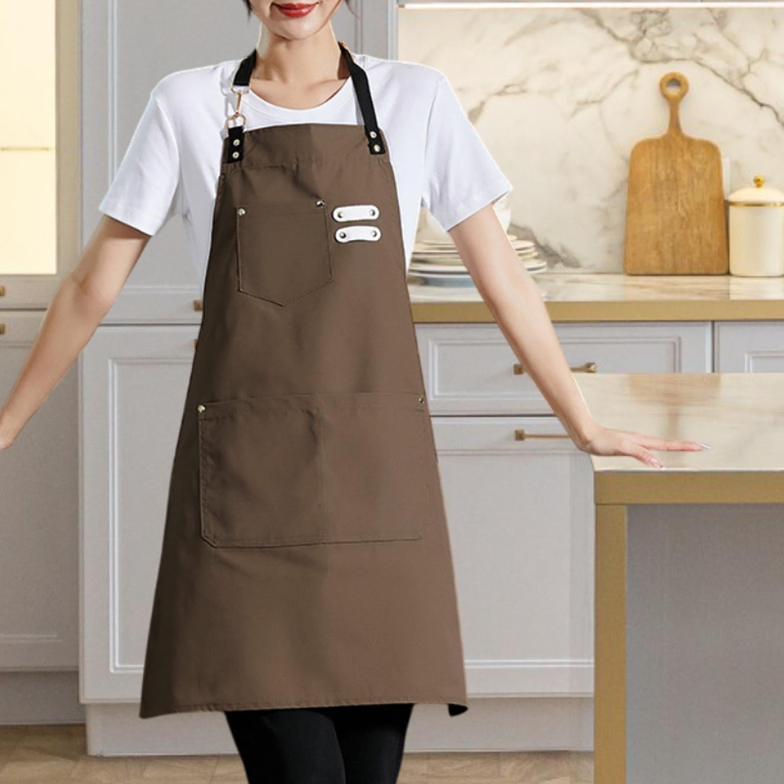 Chef Bib Apron Multipurpose Painting Artist Apron for Garden Commercial Shop Brown