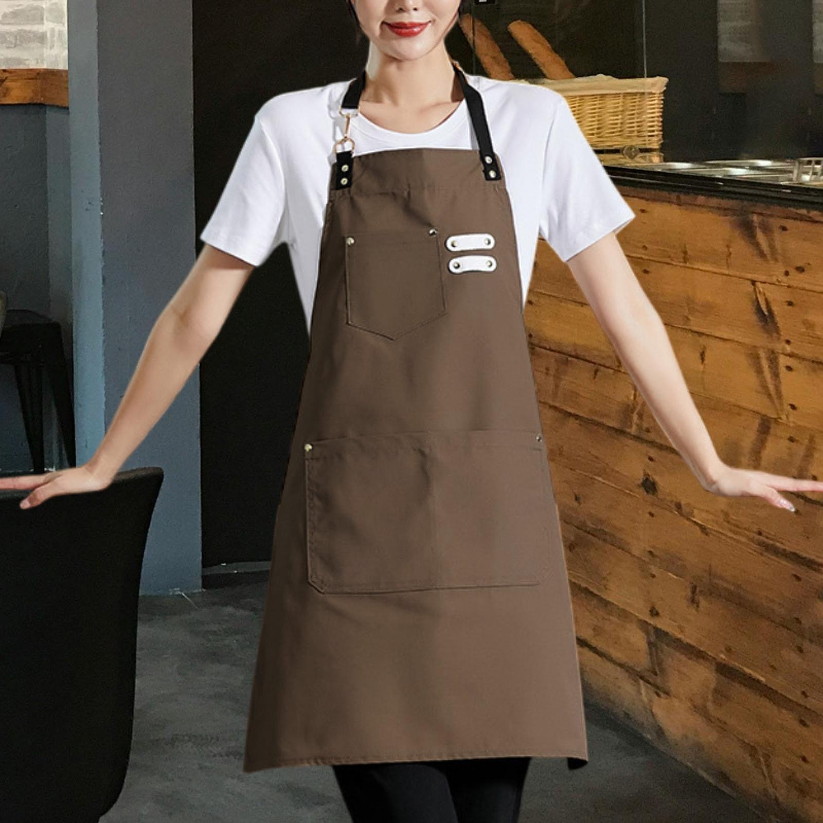 Chef Bib Apron Multipurpose Painting Artist Apron for Garden Commercial Shop Brown