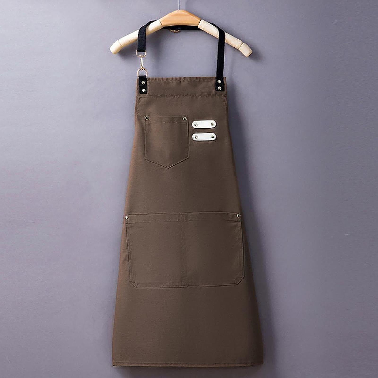 Chef Bib Apron Multipurpose Painting Artist Apron for Garden Commercial Shop Brown