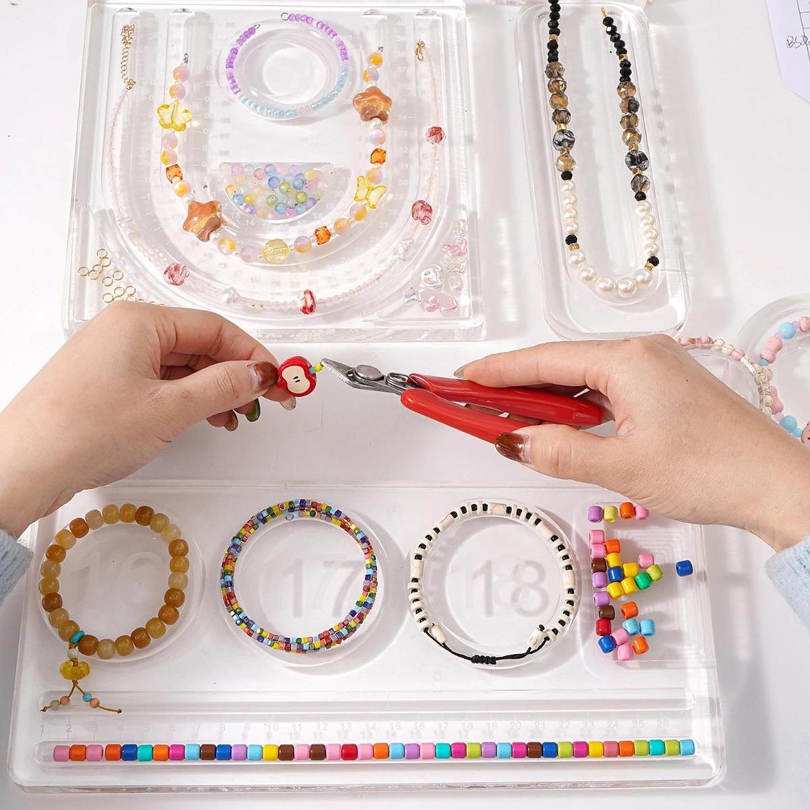 Clear Beading Board Acrylic Bead Tray for Necklace DIY Design Jewelry Making Rectangle M