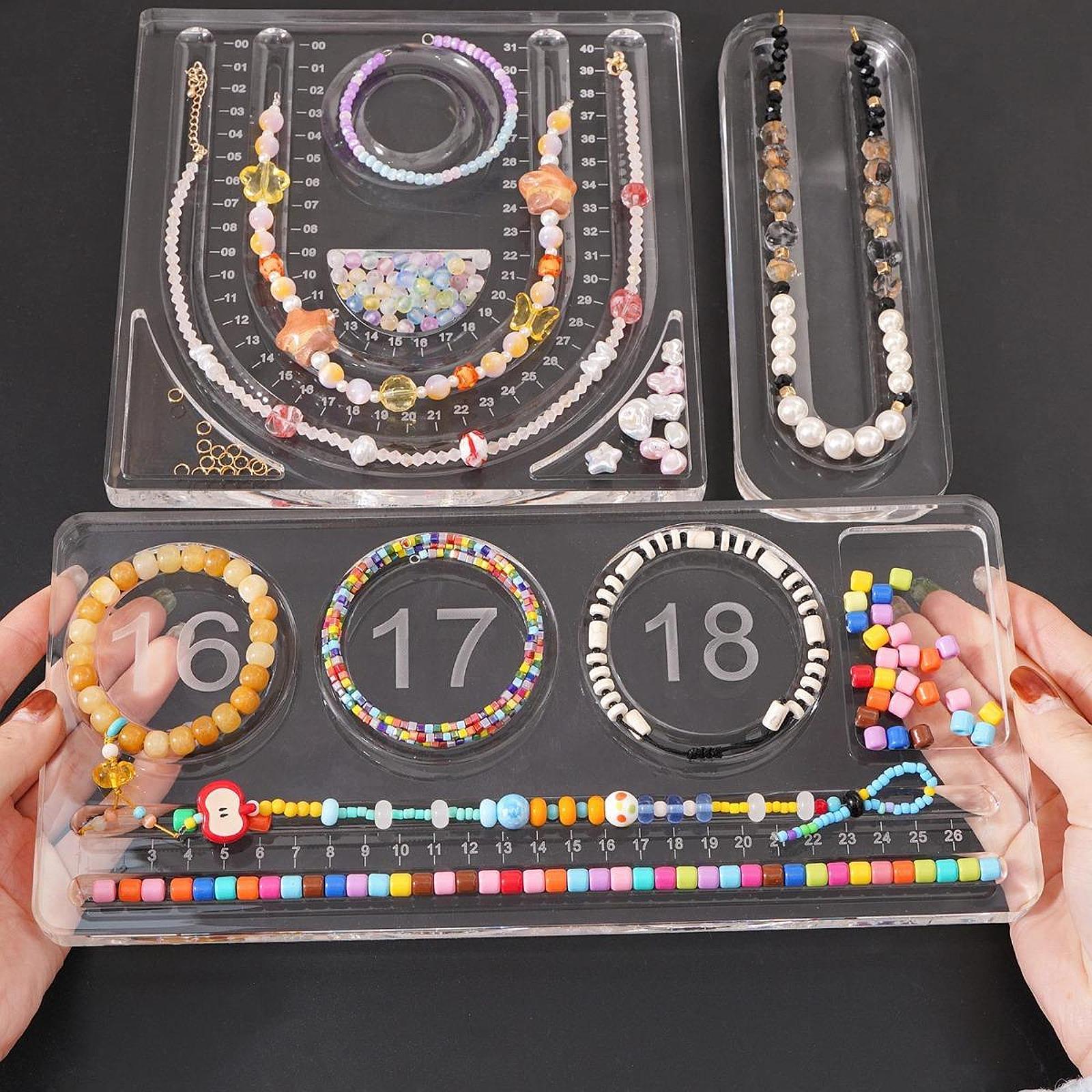Clear Beading Board Acrylic Bead Tray for Necklace DIY Design Jewelry Making Square