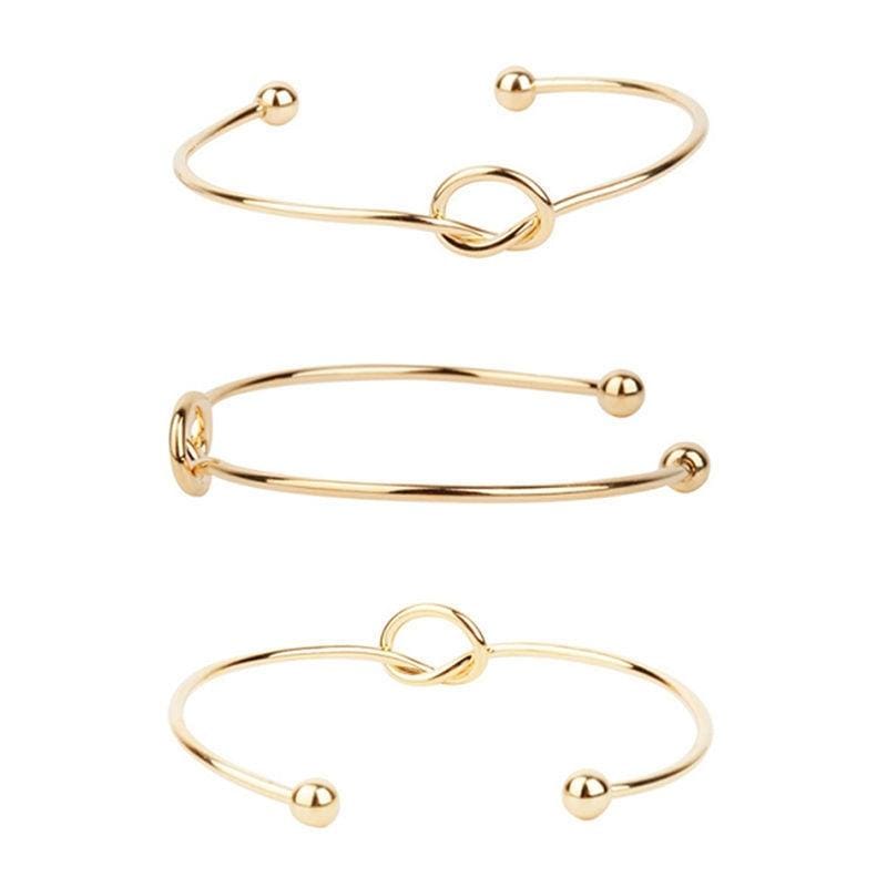Bohemian Knotted Opening Minimalist Bracelet Bangle for Women (Style1)