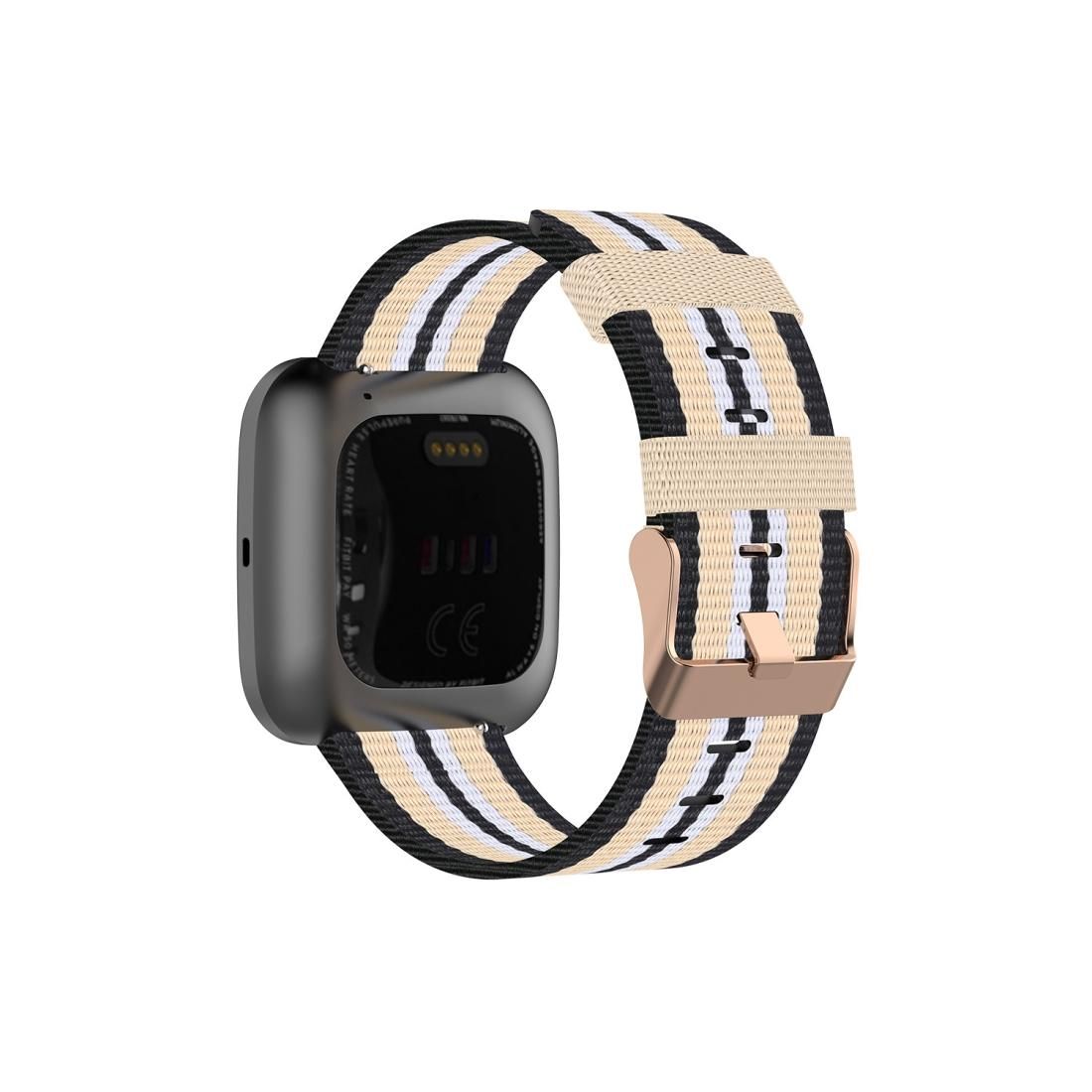 For FITBIT Versa Canvas Watch Strap (Black Beige)