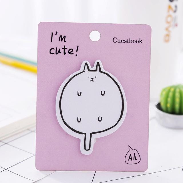 4 PCS  Kawaii Cartoon Animal Sticky Notes School Cardstock (Green)