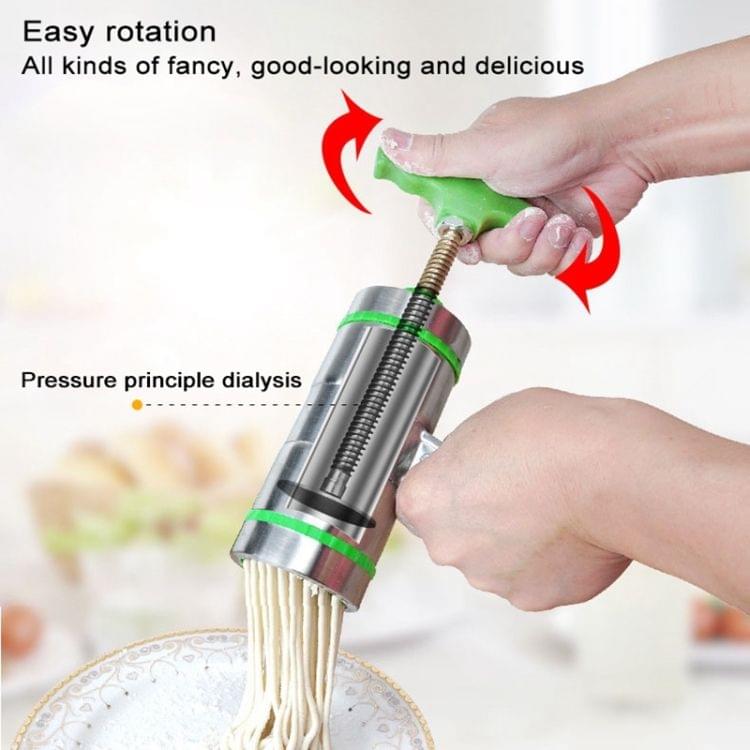 9 Molds Household Manually Small Stainless Steel Pressing Style Handhold Noodle Machine (Green)