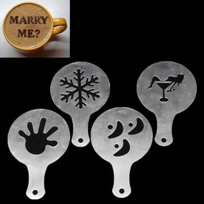 4 PCS Cappuccino Mold / Fancy Coffee Mold / Coffee Mold(Silver)