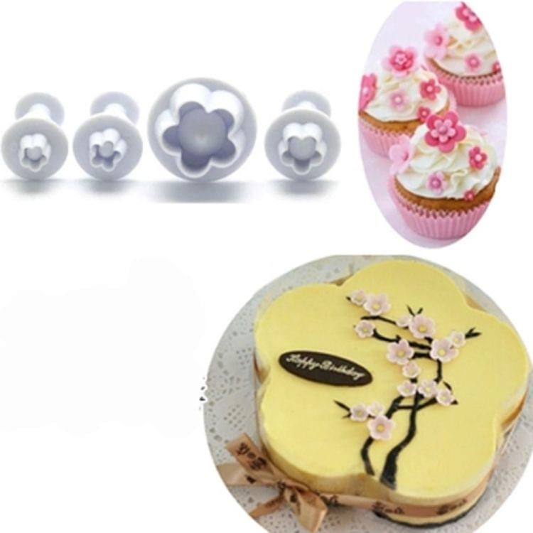 8 PCS Plum Fondant Cake Spring Print Stamper Baking Biscuit Mould