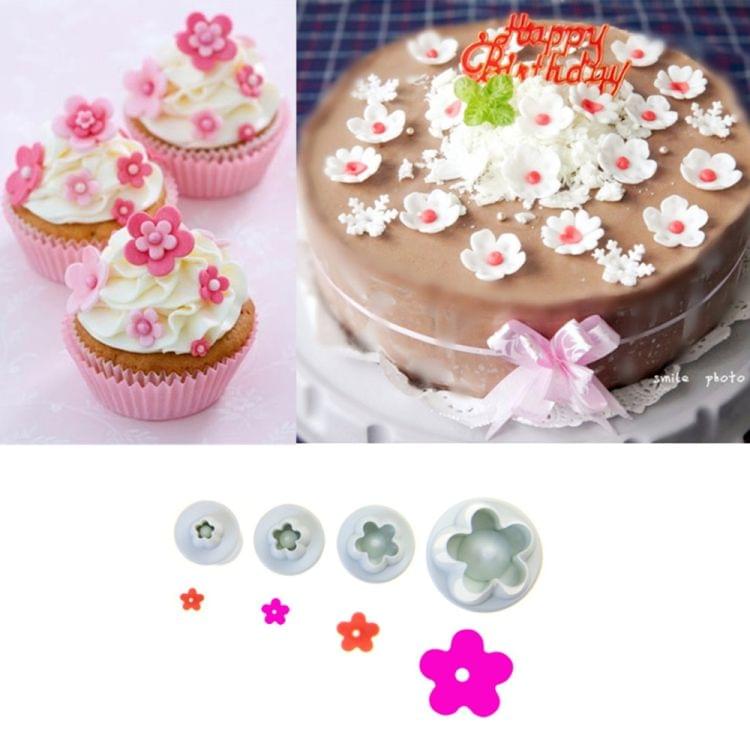8 PCS Plum Fondant Cake Spring Print Stamper Baking Biscuit Mould