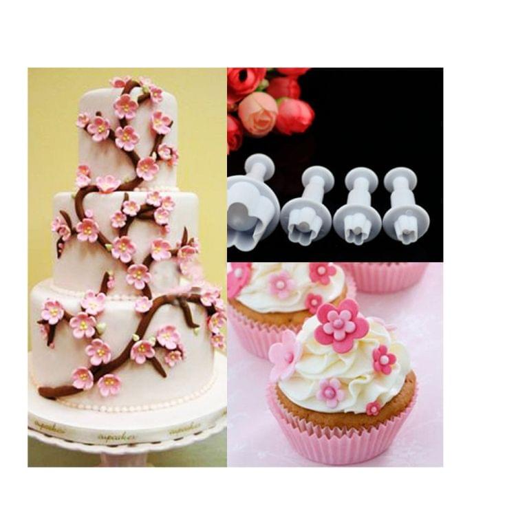 8 PCS Plum Fondant Cake Spring Print Stamper Baking Biscuit Mould