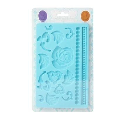Silicone Fondant Molds and Gum Paste Mold Cake Decoration Mold Tools(Blue)