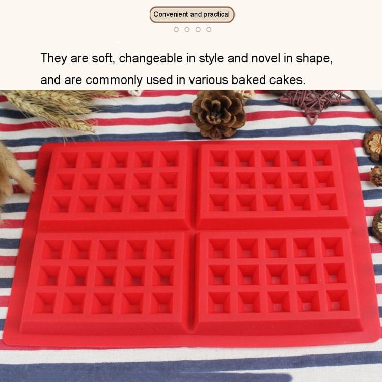 2 PCS DIY 4 Cavity Silicone Waffle Mold Bakery Tools Cake Chocolate Craft Candy Baking Mold, Random Style(Red)