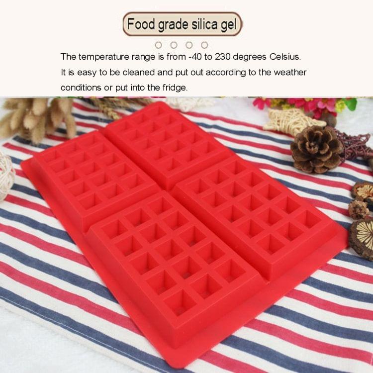 2 PCS DIY 4 Cavity Silicone Waffle Mold Bakery Tools Cake Chocolate Craft Candy Baking Mold, Random Style(Red)